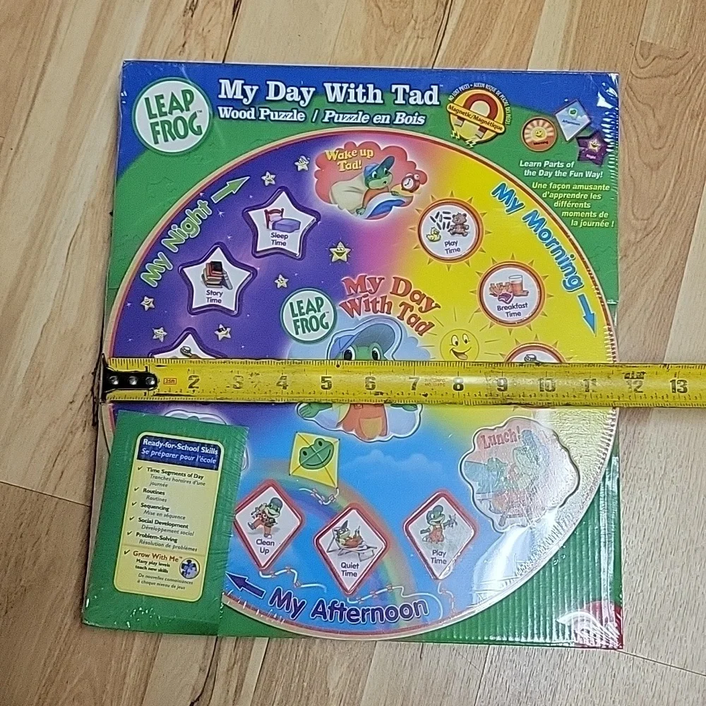 Leapfrog learning My day with tad‎ Wood Puzzle Clock Time NEW wood puzzle fun